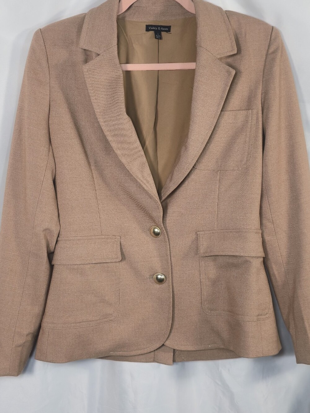 Violets & Roses Stitch Fix Tan Camel Two Button Blazer Size 6